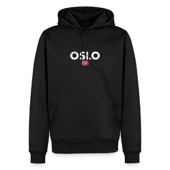 Oslo Vintage Norvège Drapeau norvégien Norvégien - Sweat à capuche Premium bio Homme - noir - Devant - Nico (187cm)