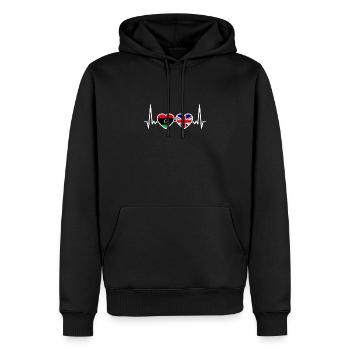 Libya UK Heartbeat Flag British Libyan - Men’s Premium Organic Hoodie - black - Front - Nico (187cm)