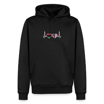 Libya USA Heartbeat Flag American Libyan - Men’s Premium Organic Hoodie - black - Front - Nico (187cm)