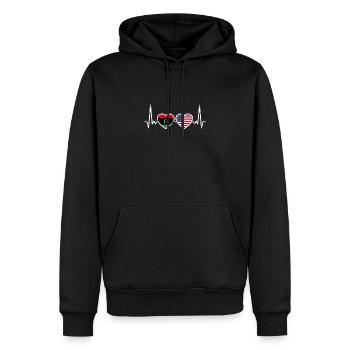 Libya USA Vintage Heartbeat Flag Libyan - Men’s Premium Organic Hoodie - black - Front - Nico (187cm)