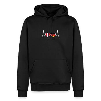 Peru Deutschland Herzschlag Flagge Peruaner - Männer Premium Bio Hoodie - Schwarz - Vorne - Nico (187cm)