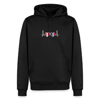 Peru Frankreich Vintage Herzschlag Flagge Peruaner - Männer Premium Bio Hoodie - Schwarz - Vorne - Nico (187cm)