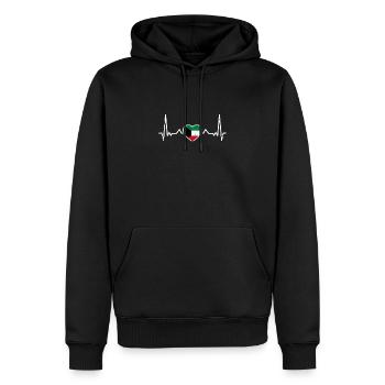 Kuwait Vintage Herzschlag Kuwaitische Flagge - Männer Premium Bio Hoodie - Schwarz - Vorne - Nico (187cm)