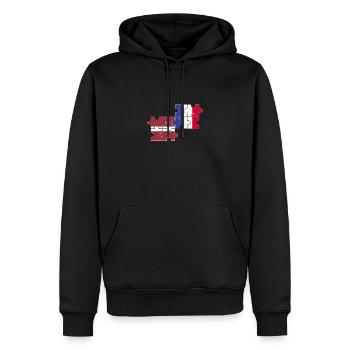 Lettonie France Drapeau Français Letton - Sweat à capuche Premium bio Homme - noir - Devant - Nico (187cm)