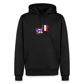 Porto Rico France Drapeau Portoricain - Sweat à capuche Premium bio Homme - noir - Devant - Nico (187cm)