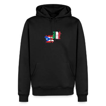 Porto Rico Italie Vintage drapeau portoricain - Sweat à capuche Premium bio Homme - noir - Devant - Nico (187cm)