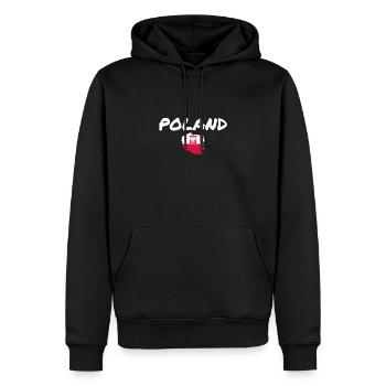 Carte de la Pologne Pologne Mât du drapeau polonais - Sweat à capuche Premium bio Homme - noir - Devant - Nico (187cm)