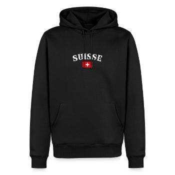 Suisse Vintage Suisse Drapeau suisse - Sweat à capuche Premium bio Homme - noir - Devant - Nico (187cm)