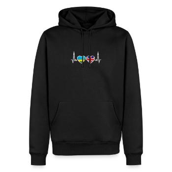 Ruanda UK Vintage Herzschlag Flagge Ruandisch - Männer Premium Bio Hoodie - Schwarz - Vorne - Nico (187cm)