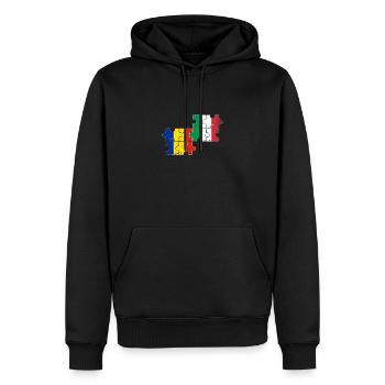 Roumanie Italie Vintage drapeau italien roumain - Sweat à capuche Premium bio Homme - noir - Devant - Nico (187cm)