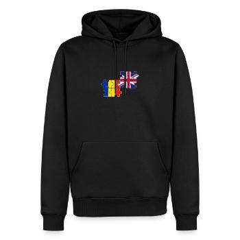 Roumanie Royaume-Uni Drapeau Roumain britannique - Sweat à capuche Premium bio Homme - noir - Devant - Nico (187cm)