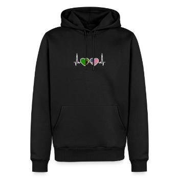 Zambie, États-Unis, Heartbeat, Drapeau, Américain, Zambien - Sweat à capuche Premium bio Homme - noir - Devant - Nico (187cm)