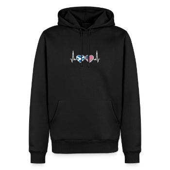 Scotland USA Heartbeat Flag Scottish - Men’s Premium Organic Hoodie - black - Front - Nico (187cm)
