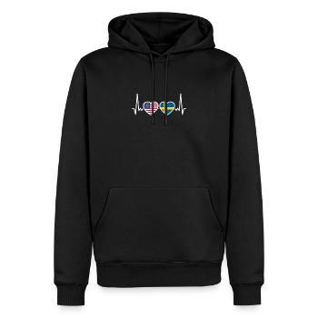 Schweden USA Herzschlag Flagge Amerikaner Schwede - Männer Premium Bio Hoodie - Schwarz - Vorne - Nico (187cm)