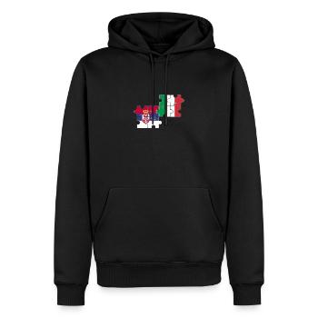 Serbie, Italie, drapeau, Italien, Serbe - Sweat à capuche Premium bio Homme - noir - Devant - Nico (187cm)