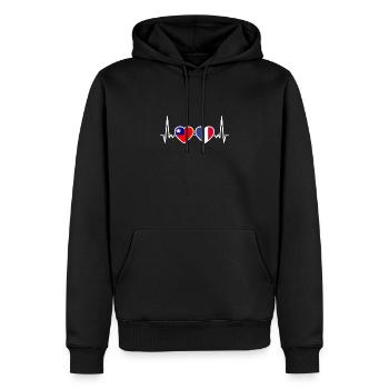 Taïwan France Heartbeat Flag Taïwanais - Sweat à capuche Premium bio Homme - noir - Devant - Nico (187cm)