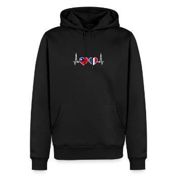 Taïwan France Vintage Heartbeat drapeau - Sweat à capuche Premium bio Homme - noir - Devant - Nico (187cm)