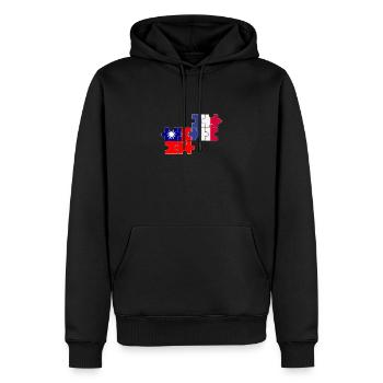 Taïwan France Drapeau Français Taïwanais - Sweat à capuche Premium bio Homme - noir - Devant - Nico (187cm)