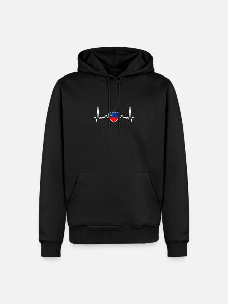 Liechtenstein Heartbeat Liechtenstein Flag - Men’s Premium Organic Hoodie - black
