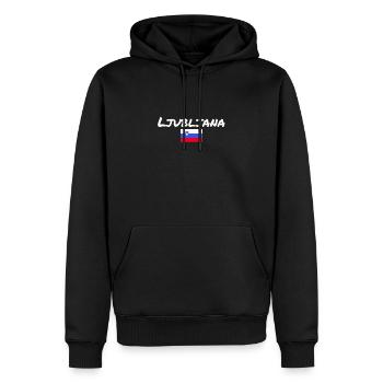 Ljubljana, Slovénie, Drapeau slovène, Slovène - Sweat à capuche Premium bio Homme - noir - Devant - Nico (187cm)