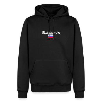 Slovénie Slovénie Drapeau slovène Slovène - Sweat à capuche Premium bio Homme - noir - Devant - Nico (187cm)