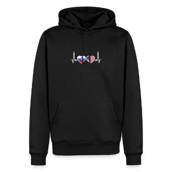 Slowenien USA Herzschlag Flagge Amerikaner Slowene - Männer Premium Bio Hoodie - Schwarz - Vorne - Nico (187cm)