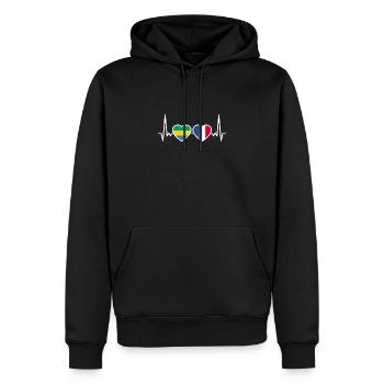Gabun Frankreich Herzschlag Flagge Gabuner - Männer Premium Bio Hoodie - Schwarz - Vorne - Nico (187cm)