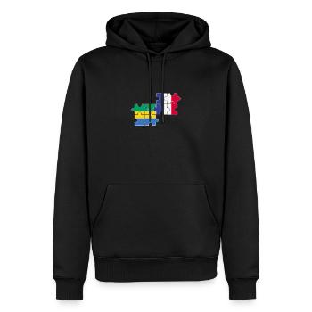 Gabon France Drapeau Français Gabonais - Sweat à capuche Premium bio Homme - noir - Devant - Nico (187cm)