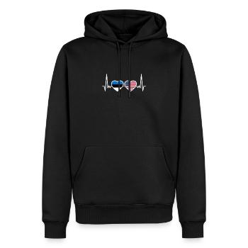 Estland USA Herzschlag Flagge Estnisch - Männer Premium Bio Hoodie - Schwarz - Vorne - Nico (187cm)