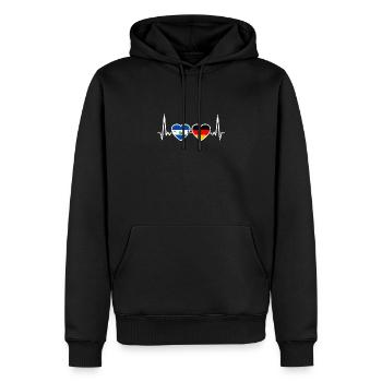 El Salvador Allemagne Vintage Heartbeat drapeau - Sweat à capuche Premium bio Homme - noir - Devant - Nico (187cm)