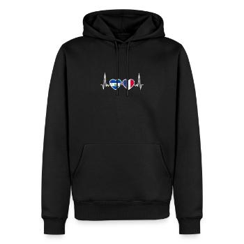 El Salvador France Vintage Heartbeat drapeau - Sweat à capuche Premium bio Homme - noir - Devant - Nico (187cm)