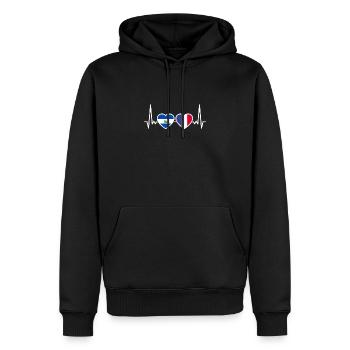 El Salvador Frankreich Herzschlag Flagge - Männer Premium Bio Hoodie - Schwarz - Vorne - Nico (187cm)