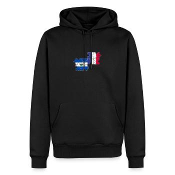 El Salvador France Vintage drapeau - Sweat à capuche Premium bio Homme - noir - Devant - Nico (187cm)