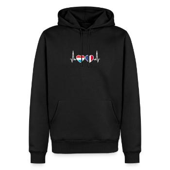 Luxembourg France Heartbeat Flag Luxembourger - Sweat à capuche Premium bio Homme - noir - Devant - Nico (187cm)