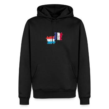 Luxembourg France Vintage Flag Luxembourgeois - Sweat à capuche Premium bio Homme - noir - Devant - Nico (187cm)