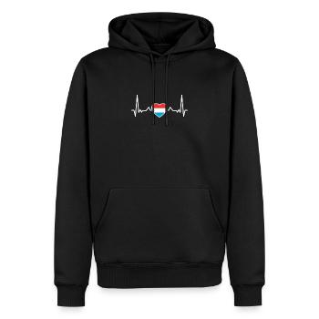Luxembourg Heartbeat Luxembourgeois Luxembourgeois - Sweat à capuche Premium bio Homme - noir - Devant - Nico (187cm)