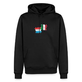 Luxembourg Italie Heartbeat Flag Luxembourgeois - Sweat à capuche Premium bio Homme - noir - Devant - Nico (187cm)