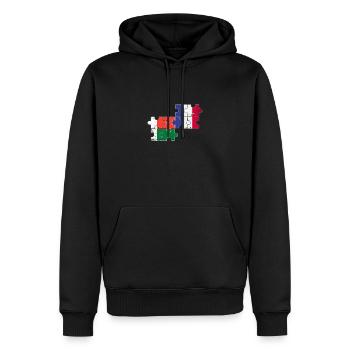 Madagascar France Vintage Drapeau Malgache - Sweat à capuche Premium bio Homme - noir - Devant - Nico (187cm)