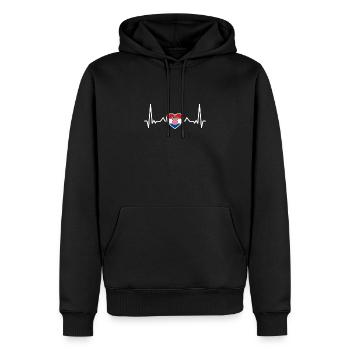 Croatie Heartbeat Drapeau croate Croatie - Sweat à capuche Premium bio Homme - noir - Devant - Nico (187cm)