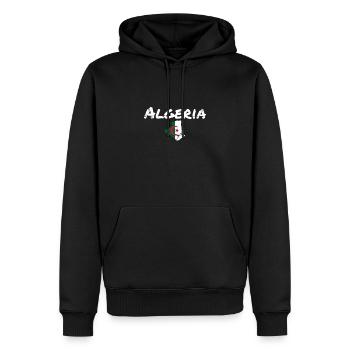 Algeria Vintage Karte Algerien Flagge Algerier - Männer Premium Bio Hoodie - Schwarz - Vorne - Nico (187cm)