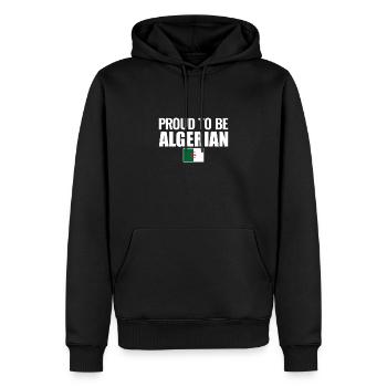 Fier d’être algérien Drapeau algérien - Sweat à capuche Premium bio Homme - noir - Devant - Nico (187cm)