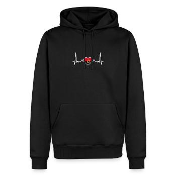 Angola Heartbeat Drapeau angolais Angola - Sweat à capuche Premium bio Homme - noir - Devant - Nico (187cm)