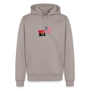 Angola USA Drapeau Américain Angola - Sweat à capuche Premium bio Homme - taupe - Devant - Nico (187cm)
