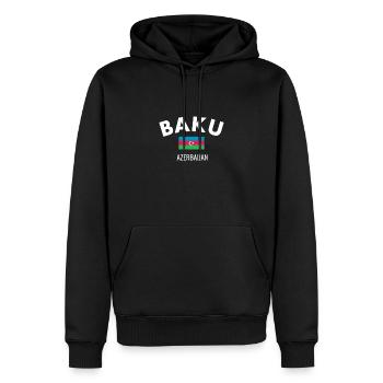Bakou Azerbaïdjan Drapeau de l’Azerbaïdjan - Sweat à capuche Premium bio Homme - noir - Devant - Nico (187cm)