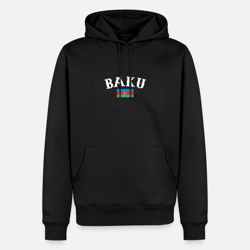 Bakou Azerbaïdjan Drapeau de l’Azerbaïdjan - Sweat à capuche Premium bio Homme - noir