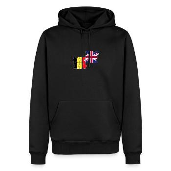 Belgique Royaume-Uni Drapeau belge Britannique - Sweat à capuche Premium bio Homme - noir - Devant - Nico (187cm)
