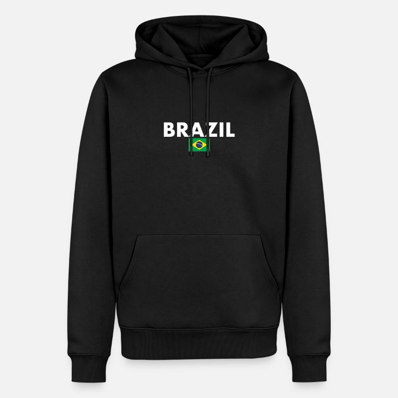 Brésil Brésil Drapeau brésilien - Sweat à capuche Premium bio Homme - noir