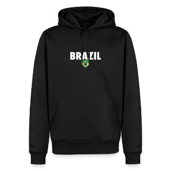 Brazil Brasilien Brasilianische Flagge - Männer Premium Bio Hoodie - Schwarz - Vorne - Nico (187cm)