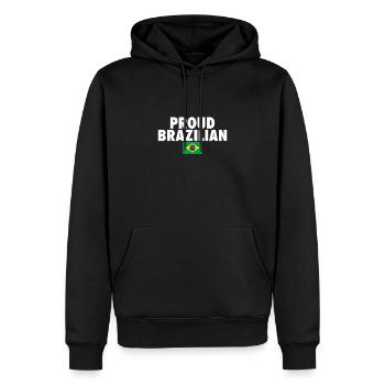 Fier Brésil Brésil Drapeau brésilien - Sweat à capuche Premium bio Homme - noir - Devant - Nico (187cm)