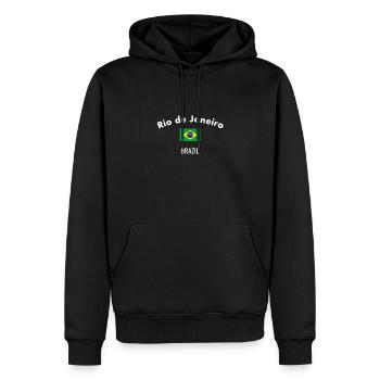Rio de Janeiro Brésil Brésil Drapeau - Sweat à capuche Premium bio Homme - noir - Devant - Nico (187cm)